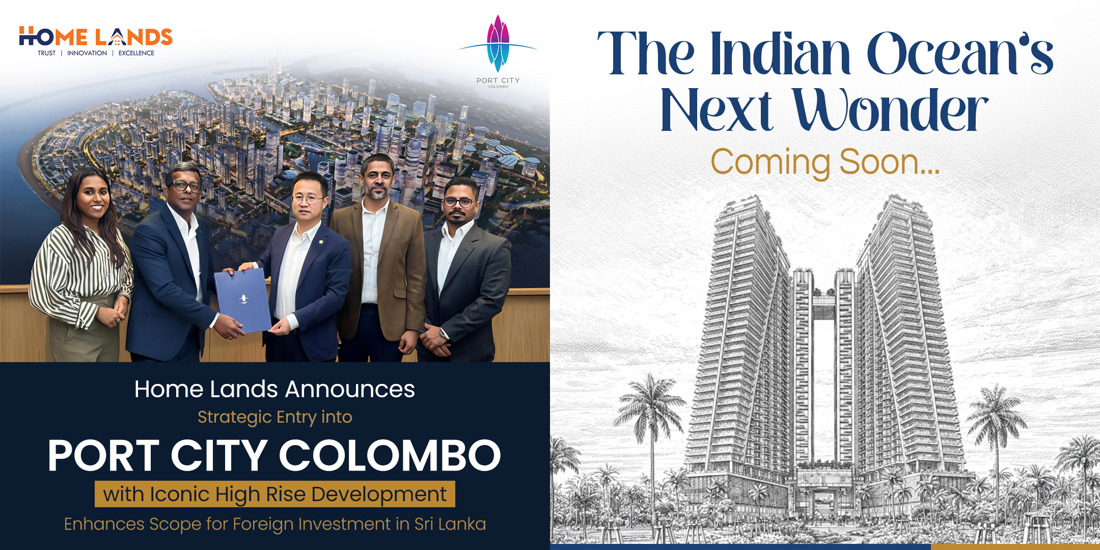 Home Lands Announces Strategic Entry into Port City Colombo with Iconic High Rise Development 