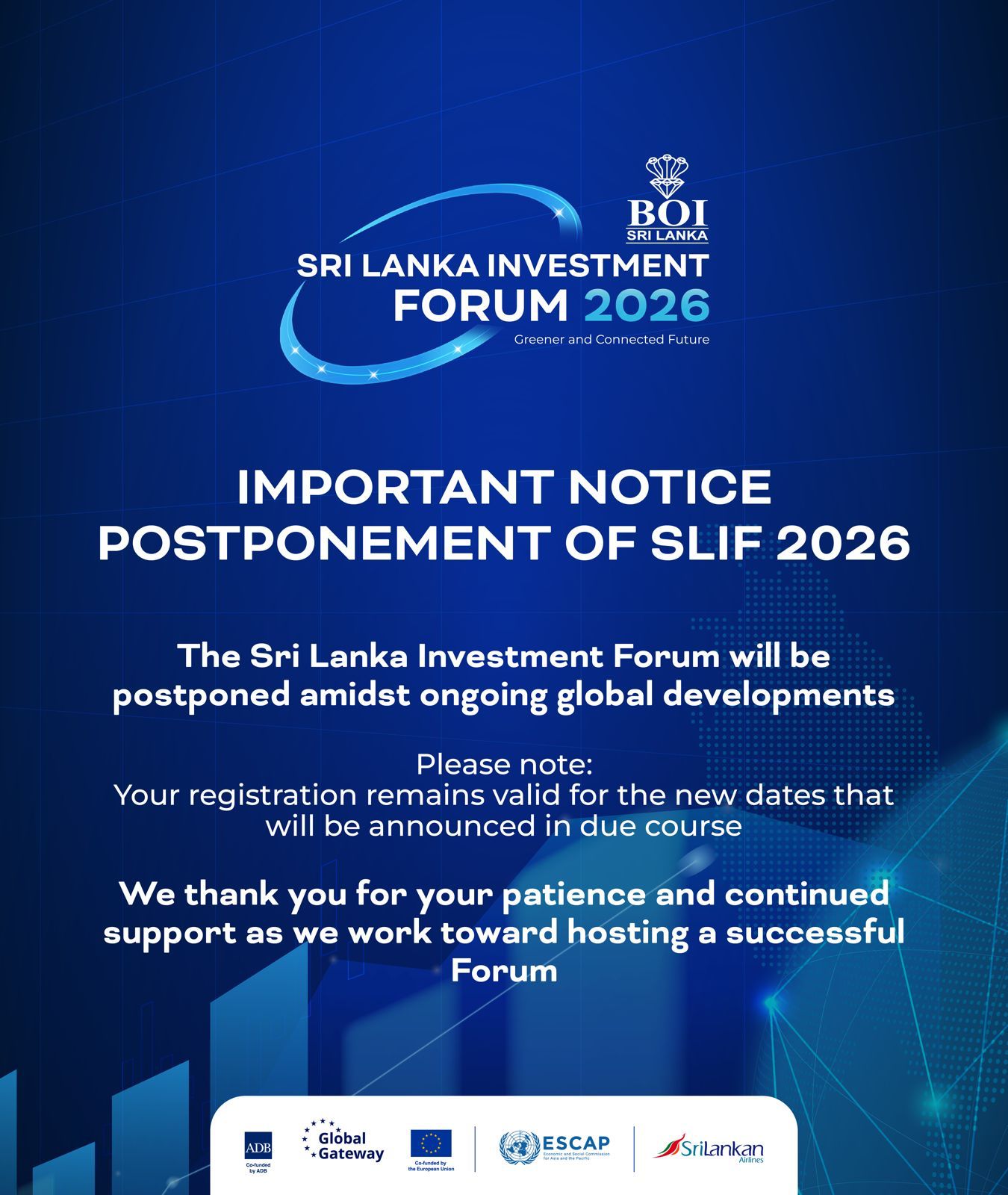 Postponement of Sri Lanka Investment Forum 2026