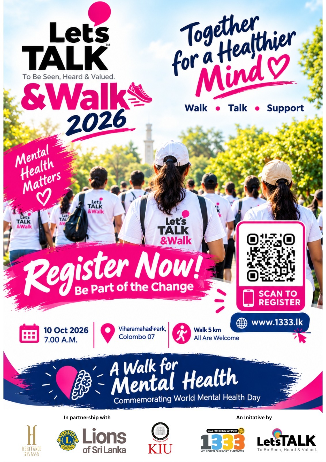 Let’s TALK & Walk 2026: Walking Together to be ‘Seen, Heard & Valued’ on World Mental Health Day – 10 October 2026